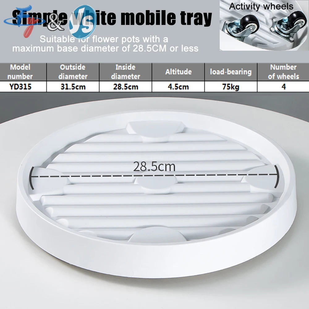 plateau mobile plantes gris blanc grille ventilation moderne pp résinerollable profondintérieur diamètre 40.5cm