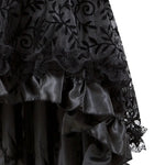 jupe dentelle fleur vintage romantique noir marron vert polyester asymétrique genoux