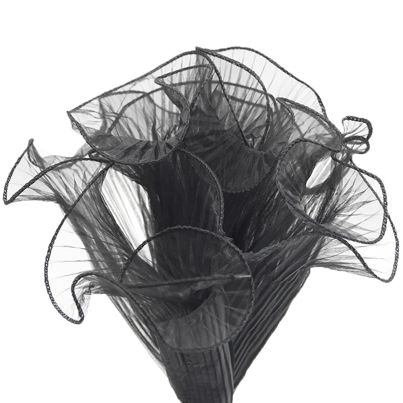 accessoires cheveux blanc rose noir organza plissé translucide élégant romantique adhésif rose artificielle