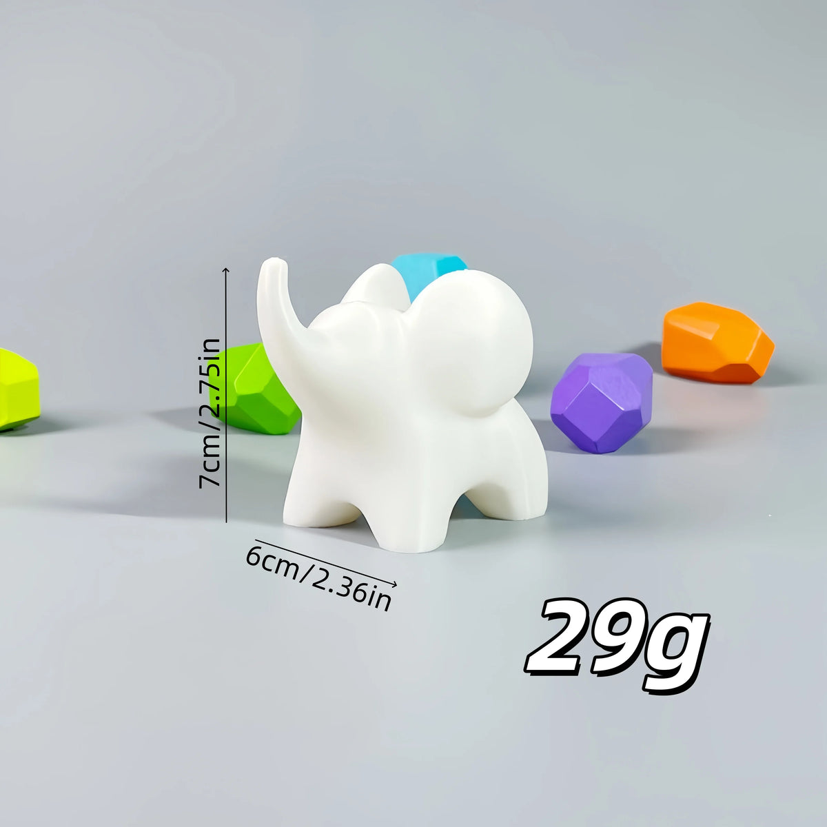 statue éléphant blanc moderne minimaliste décoration 7cm 6cm 29g rond lisse opaque