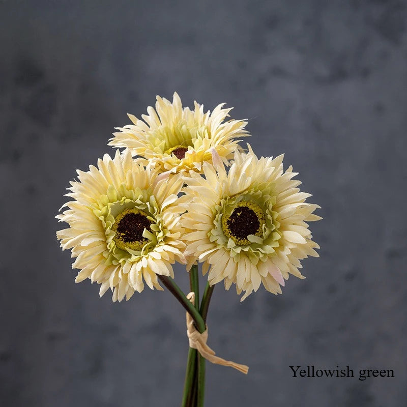 Bouquet artificiel gerbera blanc jaune rose moderne décoration intérieure mariage anniversaire minimaliste