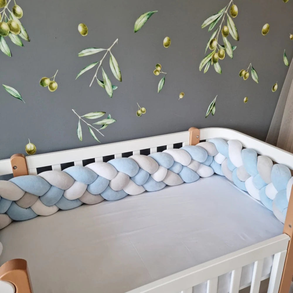 coussin tissé nœuds bleu clair gris moderne doux lit bébé 13 15cm 200cm 300cm