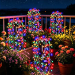 guirlande solaire extérieure cascade lumières LED rouge bleu vert jaune blanc festif