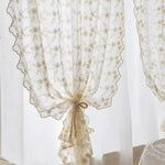 rideaux floral brodé blanc crème vintage bohème translucides chambre coucher