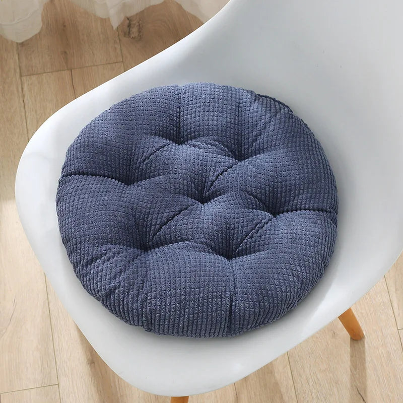 coussin chaise rond velours côtelé rose doux assise sol tabouret