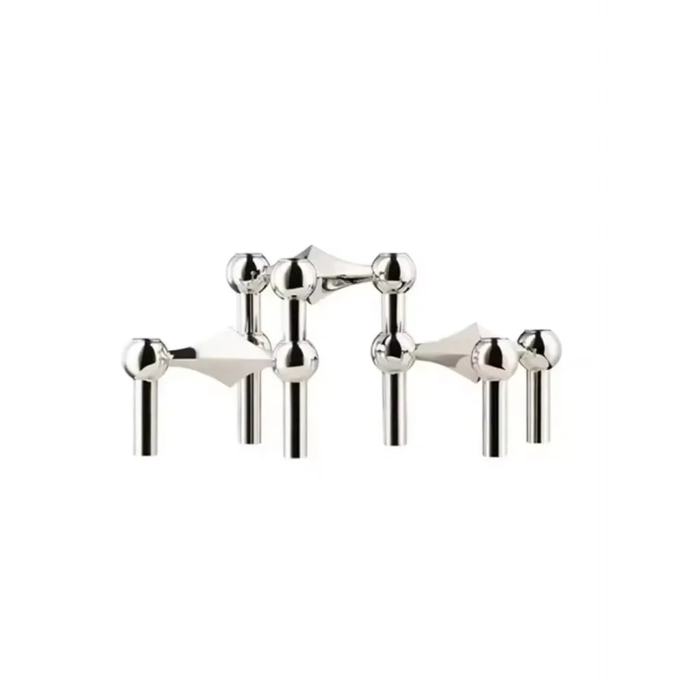 Support bougie argenté moderne modular géométrique contemporain décoration table mariage
