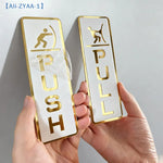 panneau porte push pull or blanc adhésif moderne classique lettres icones humaines echangement magasin