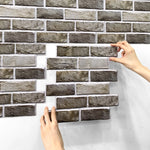 Panneau mural autocollant 3D effet brique marron-gris