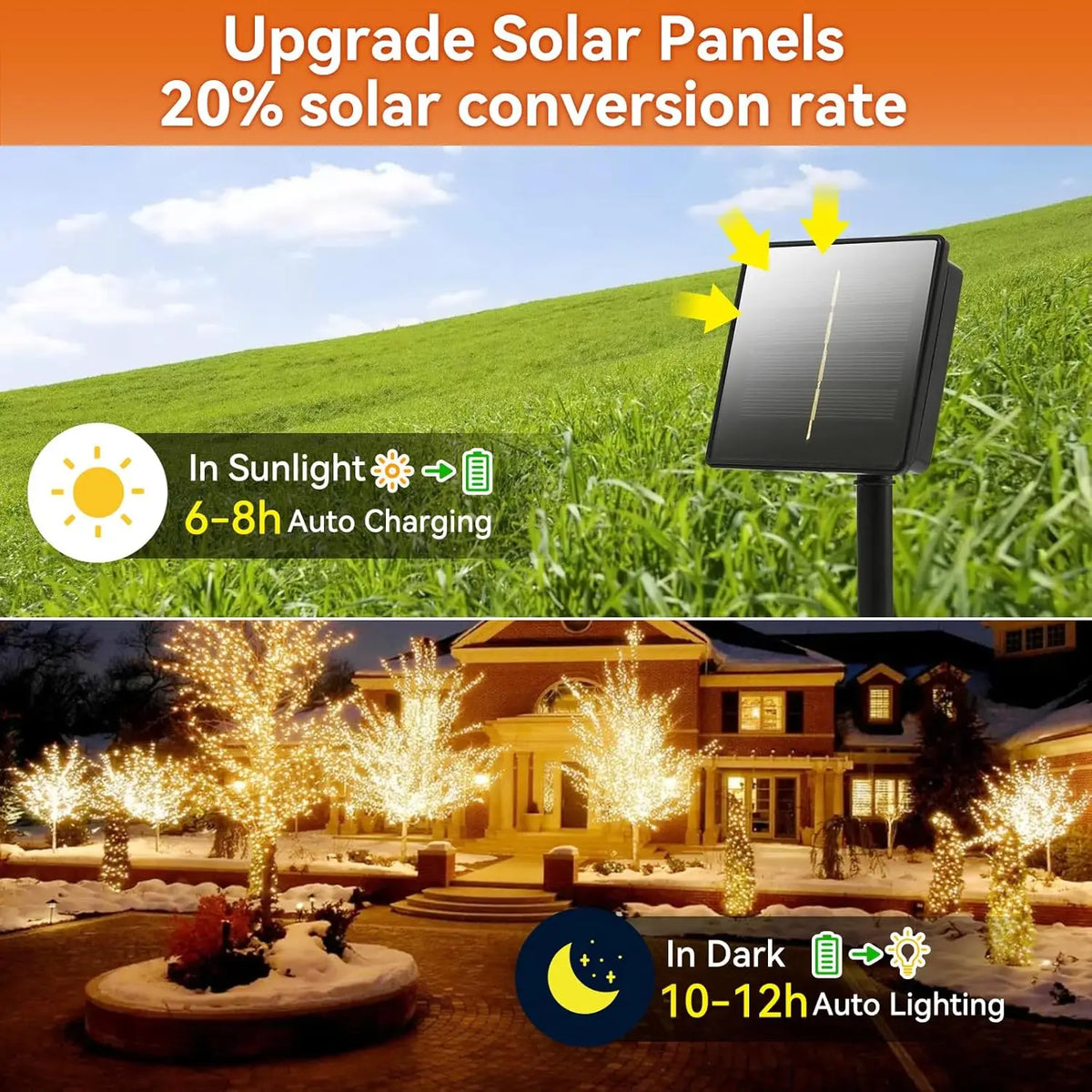 guirlande lumineuse solaire rondes blanc chaud moderne interrupteur on off modes