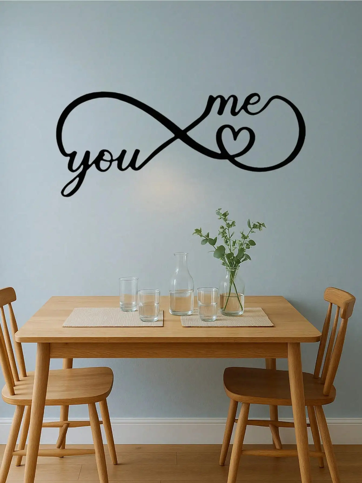 décoration murale moderne minimaliste autocollant calligraphie you me cœur noir chambre coucher