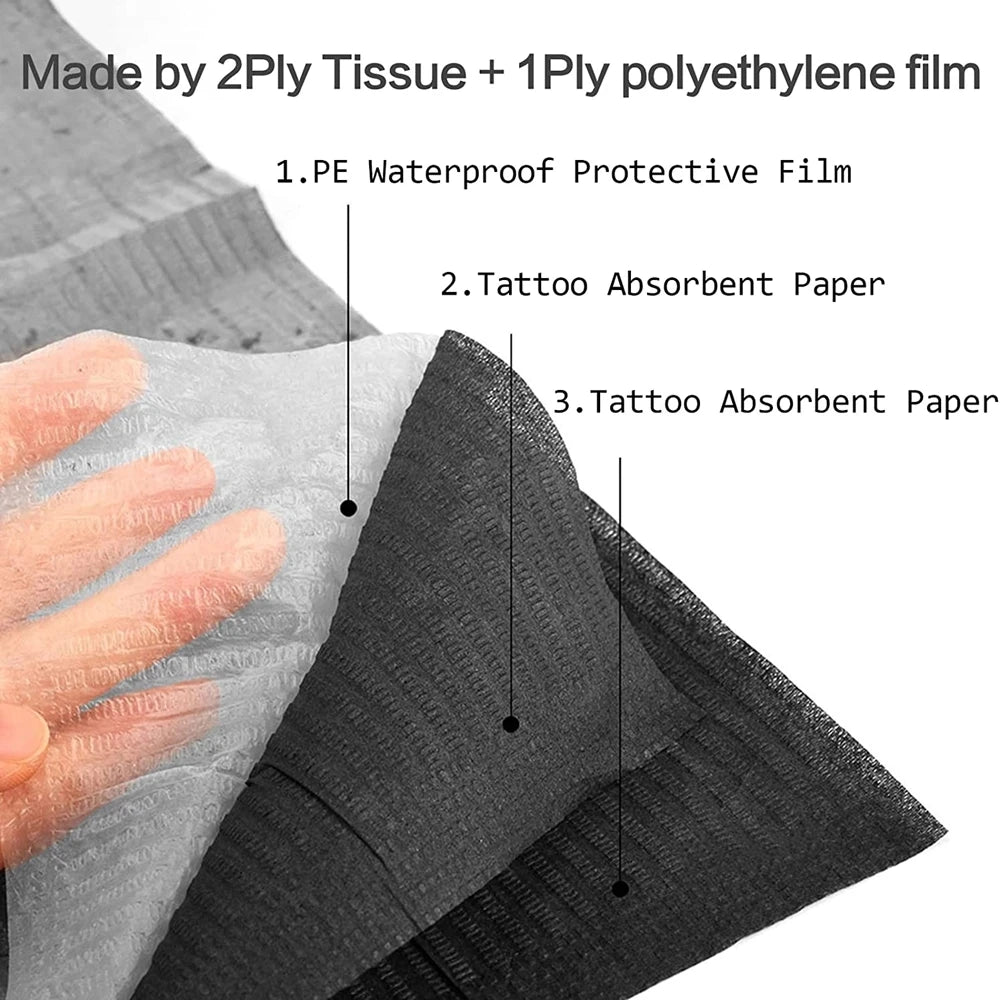 serviette absorbante tatouage jetable imperméable noire motif rayures horizontales protection dos