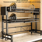 étagère cuisine noire moderne fixée mur extensible rangement assiettes ustensiles porte savon