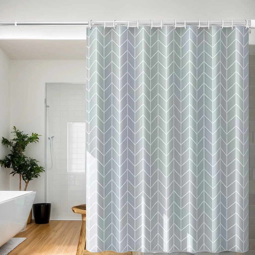 rideau douche gris rayures moderne opacité ourlet standard crochets respectueux environnement