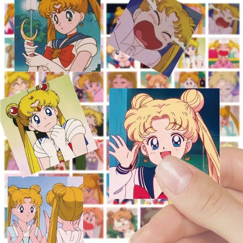 autocollants Sailor Moon cartes postales dessins animés personnage anime rose bleu marine blanc rouge