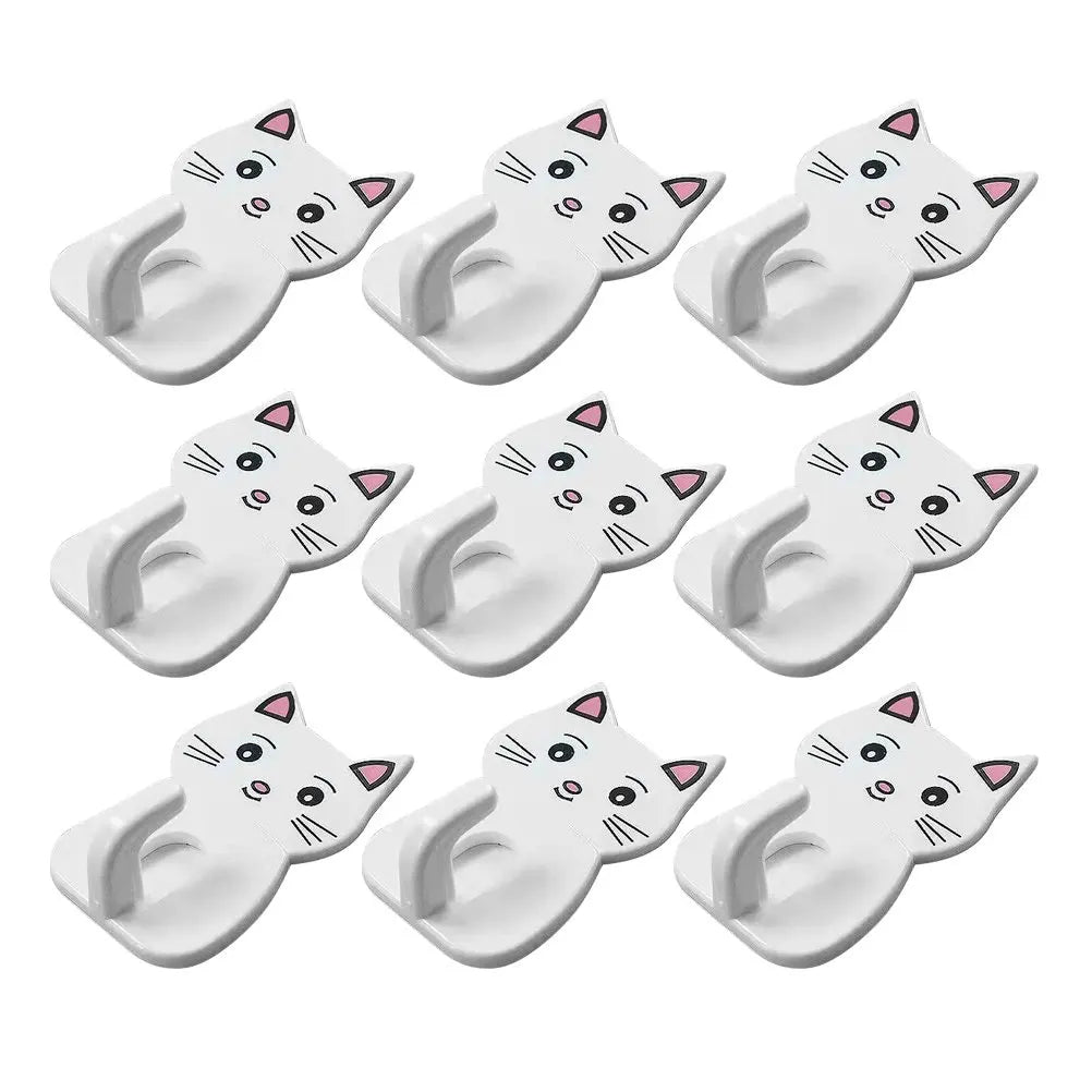 crochets decoratifs chats blancs kawaii mignons adhésifs salle bain rangement serviettes utilisation multiple set