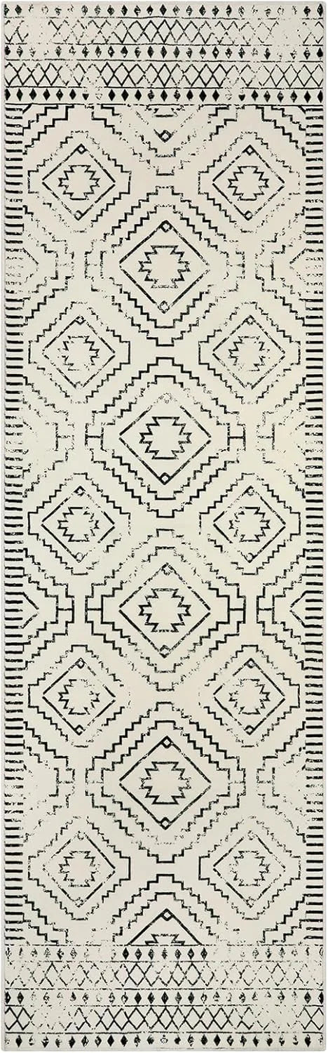 tapis moderne ethnique motifs géométriques floraux antidérapant extérieur intérieur polypropylène polyester rouge noir grisclair