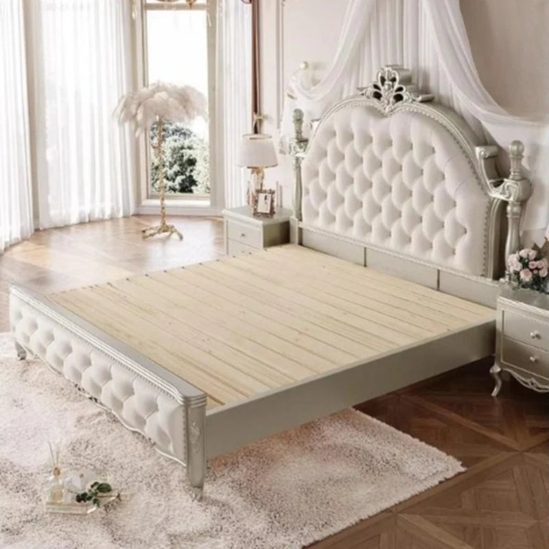 lit blanc tufté classique tiroirs chevet baroque moderne chambre coucher