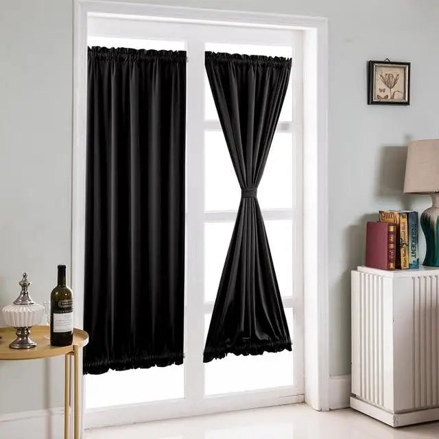 rideau fenêtre porte coulissante double poche polyester plissé beige gris blanc opaque classique européen