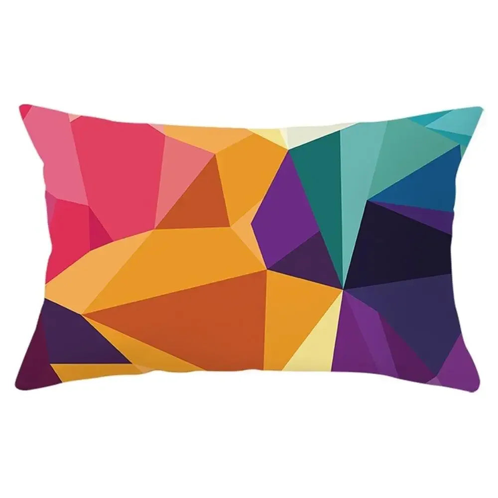 coussin rectangulaire géométrique multicolore décoration intérieure moderne polyester confortable 30x50cm fixations