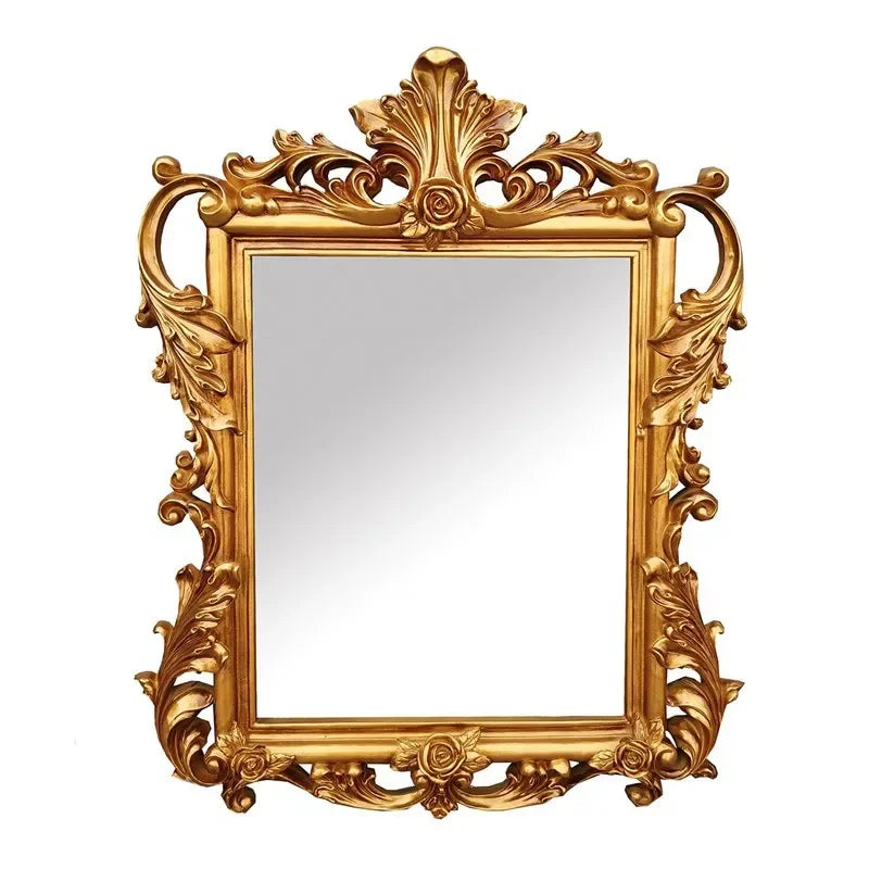 Grand miroir mural design nordique avec macramé antique en couleur or