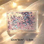 boîte décorative transparente paillettes étoiles moderne violet bleu doré