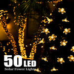 guirlande lumineuse solaire fleurs modernes blanc doré extérieure autoinstallation festive jardin patio