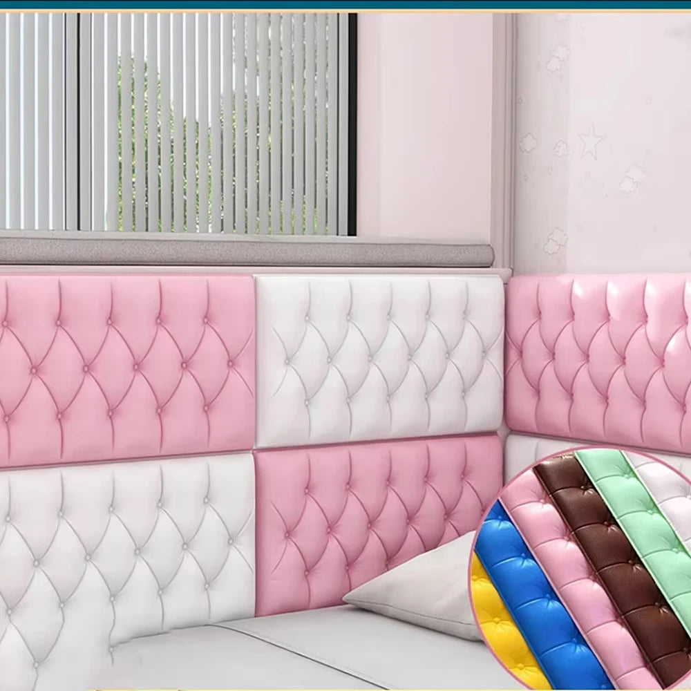 panneau tête lit moderne adhésif blanc rose clair bleu clair tufté diamant anti moissure