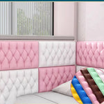 panneau tête lit moderne adhésif blanc rose clair bleu clair tufté diamant anti moissure