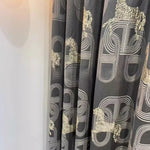 rideau translucide moderne motif cheval doré gris beige salon chambre fenêtre maison élégant