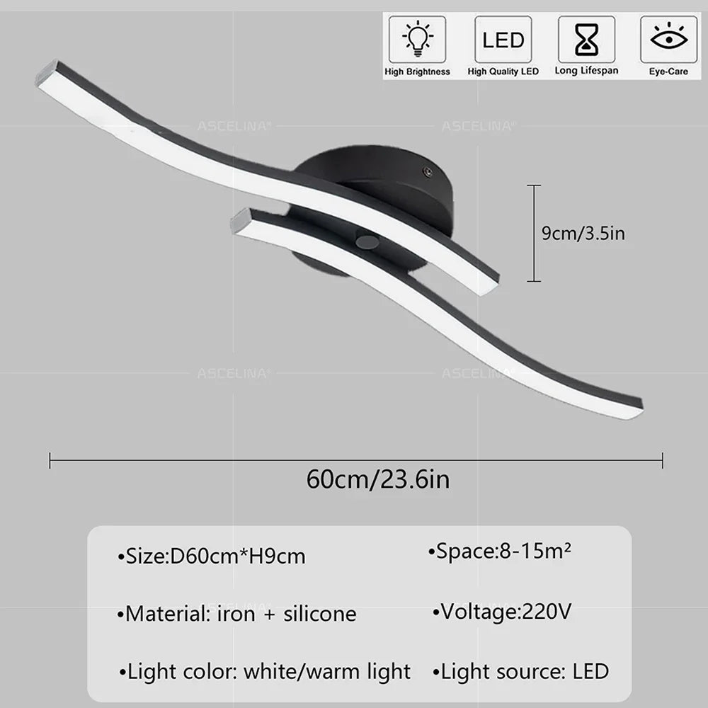 plafonnier moderne led noir blanc abstrait minimaliste éclairage quotidien