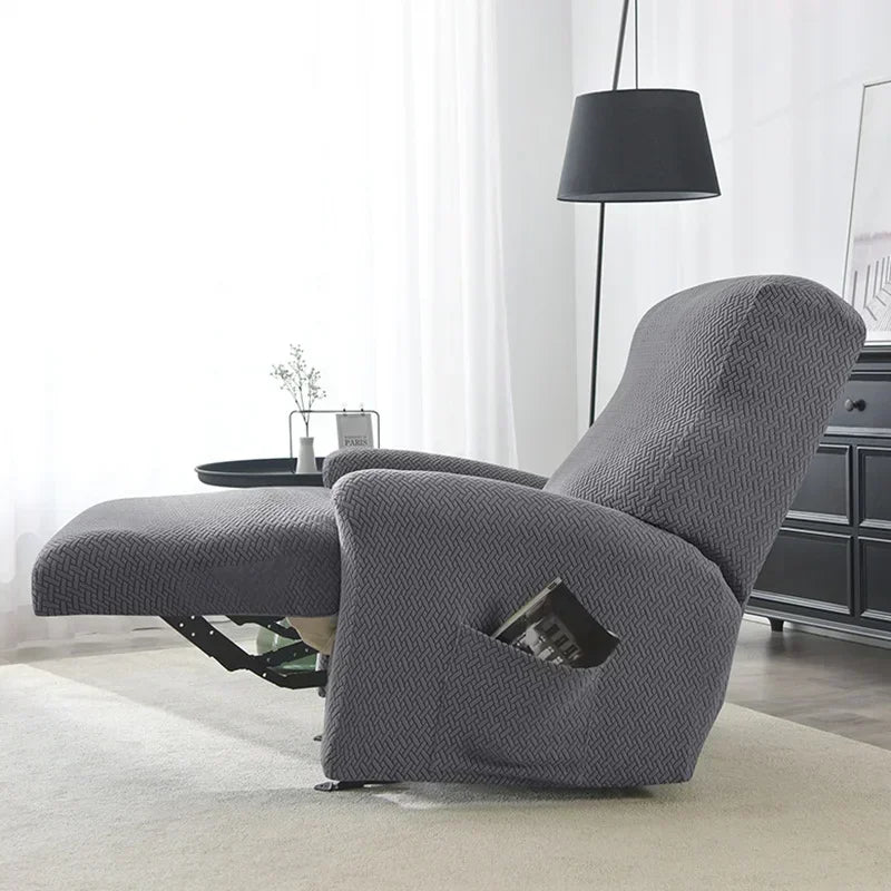 Housse fauteuil gris tissu motifs adhésif moderne poche lavage machine Jacquard