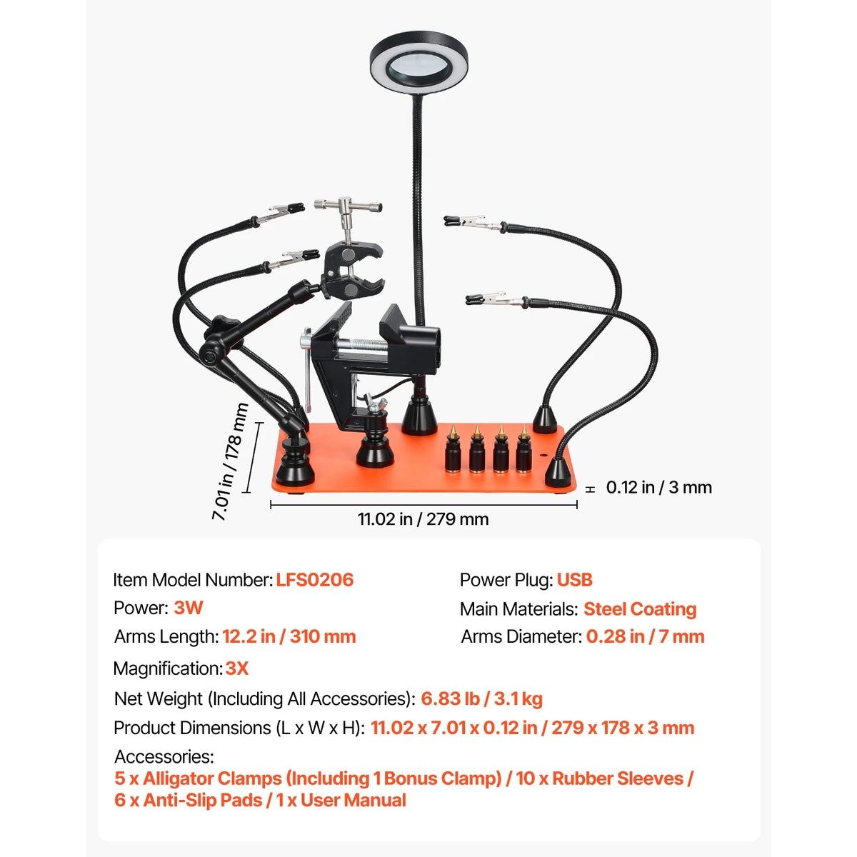 station soudure multifonctionnelle bras articulés éclairage led loupe pcb support hot air gun industrielle
