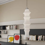 suspension lumineuse moderne blanc rayures horizontales opacité câble suspendu salon chambre d'hôtel