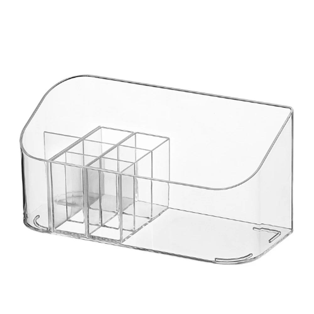 boîte rangement cosmétiques transparente moderne compartiments multiples maquillage pinceaux rouges lèvres organisation beauté minimalistemode