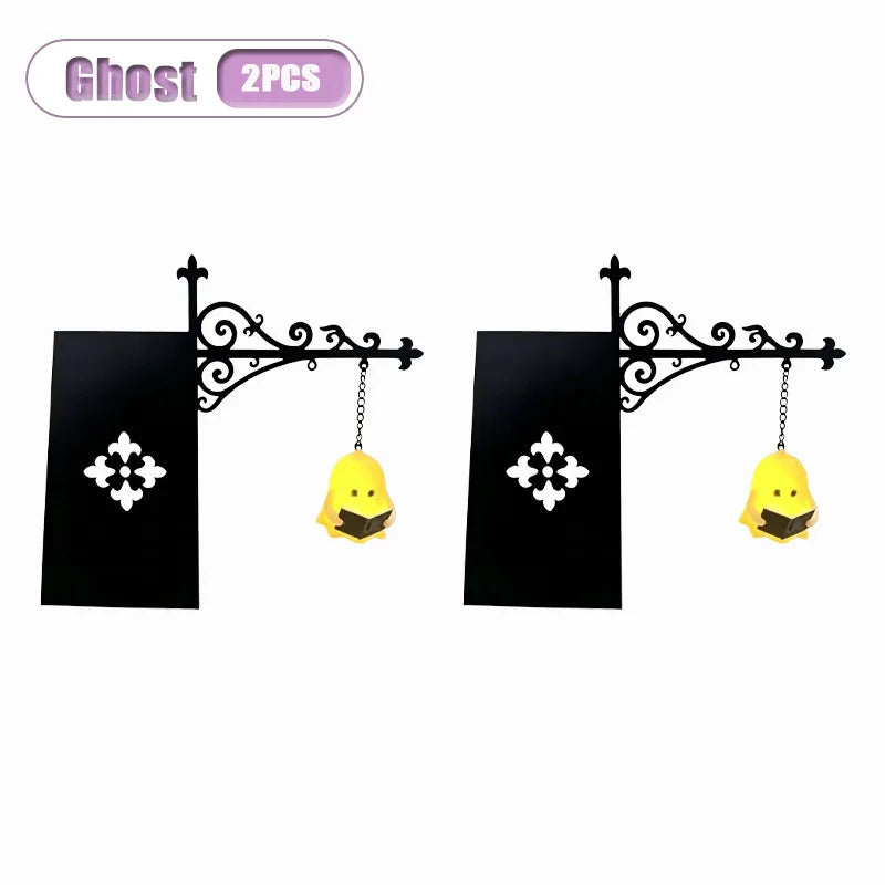 lampe lecture suspendue halloween fantôme motifs floraux gothique vintage crochet mural noir blanc