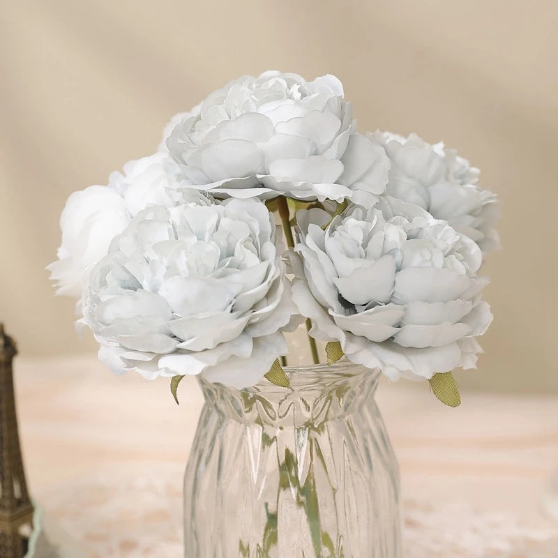 bouquet fleurs artificielles pivoine soie blanc violet romantique décoration mariage anniversaire diyintérieur