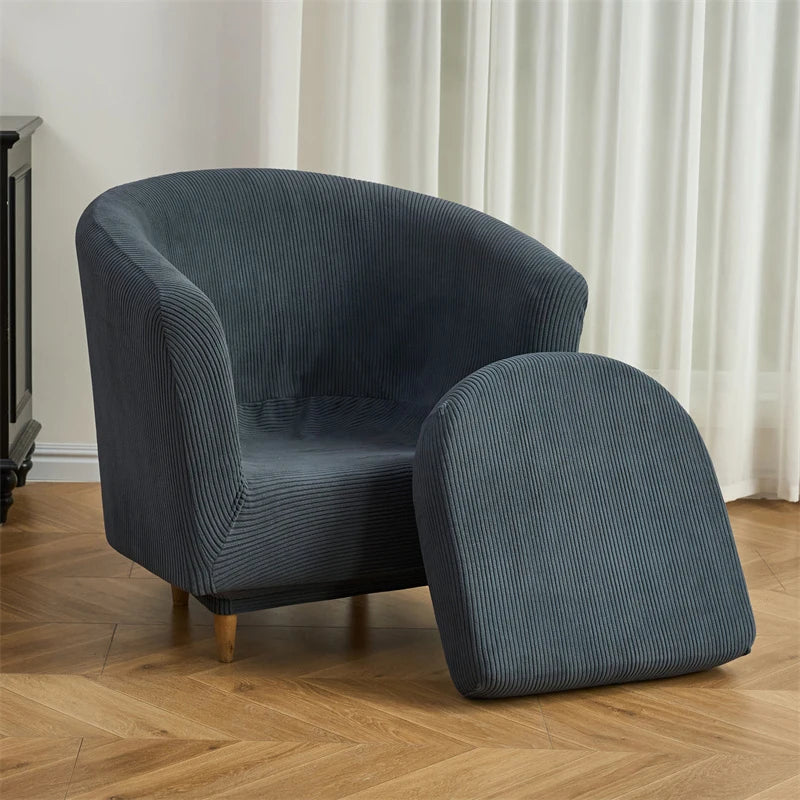housse fauteuil gris rayures moderne adhésif dossier siège repose pieds printemps été