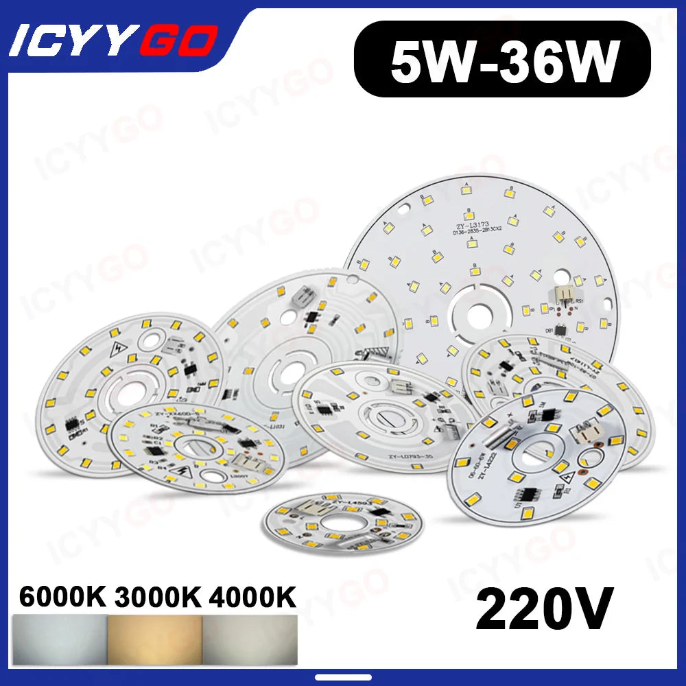 plaque led sans ballast 6w 10w 12w 15w blanc 3000k 4000k 6000k moderne 44mm