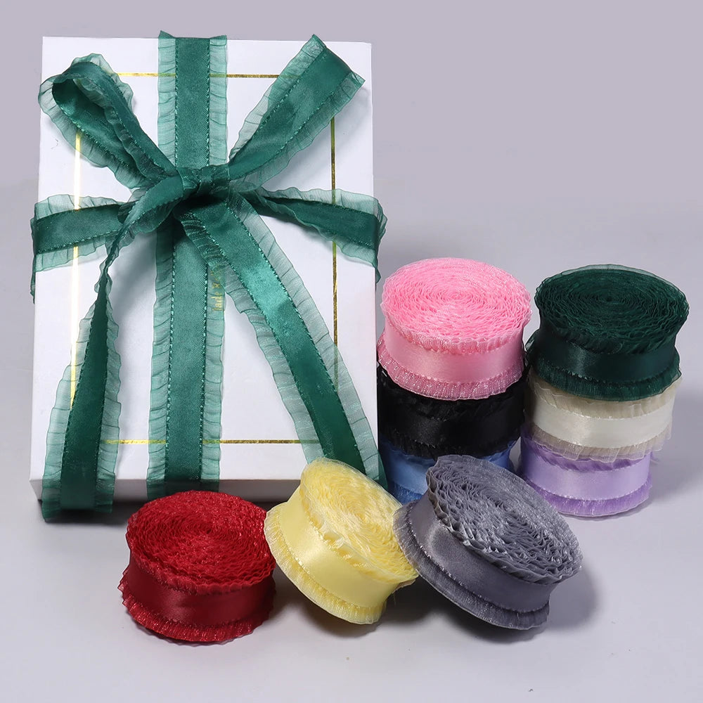 ruban satin rouge rose beige bleu vert noir gris classique rayures frangées yards