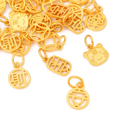 Pendentif porte-bonheur laiton tigre zodiaque or