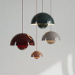 suspension lumineuse moderne sphérique métal jaune rose rouge vert beige doré