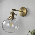 applique murale industrielle vintage or transparent led verre abat jour éclairage chambre couloir nordique