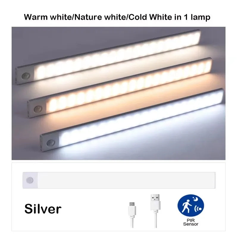 lampe led armoire rechargeable capteur mouvement placard cuisine veilleuse rechargeable intensité variable blanc noir