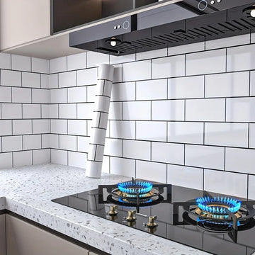 panneau decoratif mural moderne adhésif rectangles horizontaux blanc 500cm 60cm