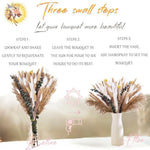 bouquets pampas marron clair beige blanc feuilles vertes plumes blanches décoration intérieure mariage boho