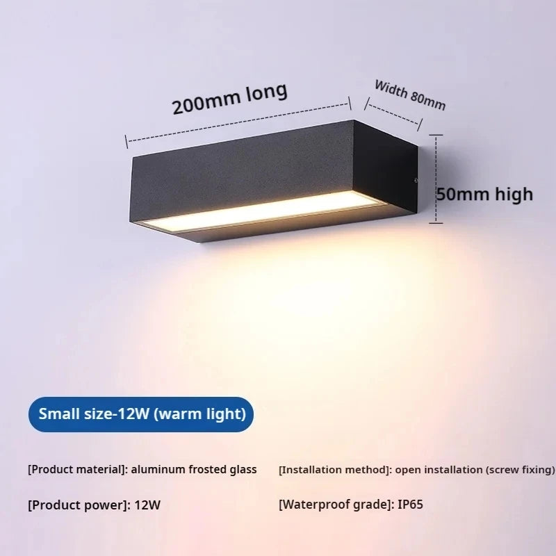 lampe murale moderne led noir étanche ip65 mur extérieur neutral warm white light