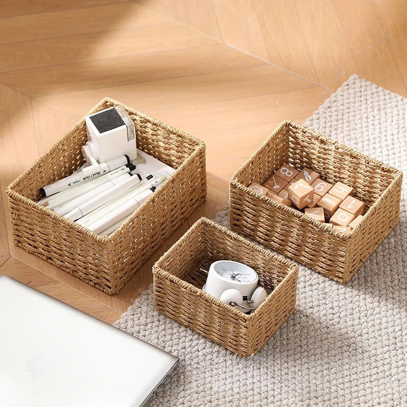 paniers rangement osier tressé rectangulaires multi taille rustiques organisation salle bain