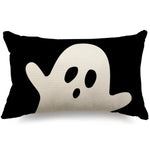 housses d'oreiller fantômes imprimées décoration halloween noires blanches adhésives maison hospitalières