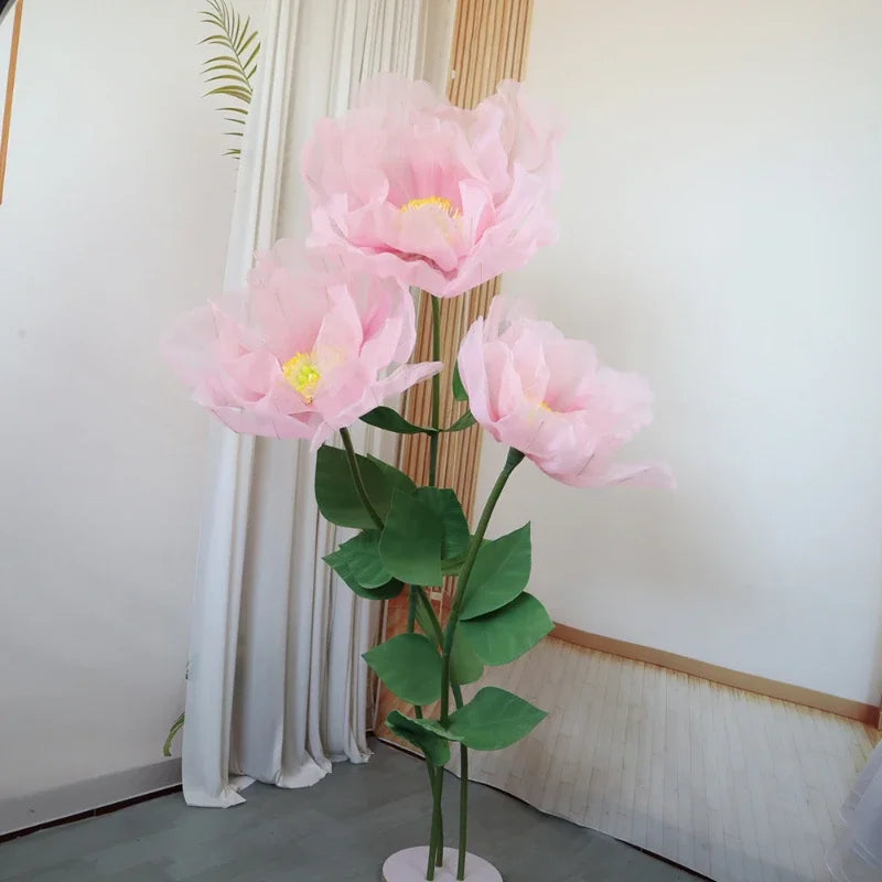 décoration intérieure moderne fleur artificielle pivoine rose clair blanc vert soie 40 60 cm
