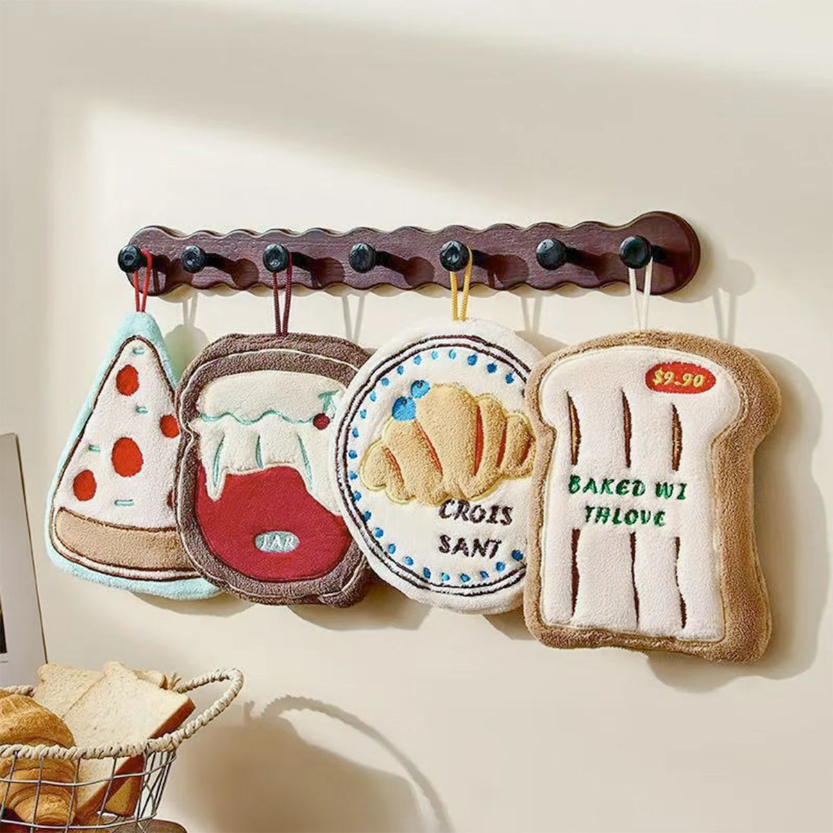 serviettes bain forme pain motifs pizza glace croissant absorbantes lavables enfants